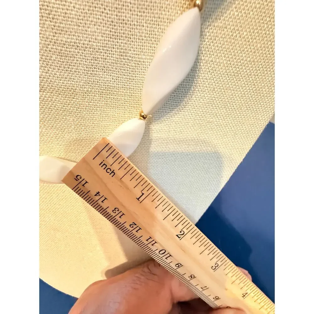Vintage Trifari White Lucite Bead Necklace 28”